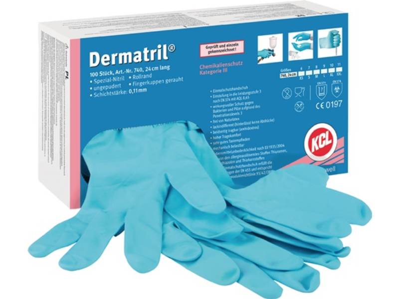 HONEYWELL 074011081C Einweghandschuhe Dermatril 740 Größe 11 blau Nitril EN 374,