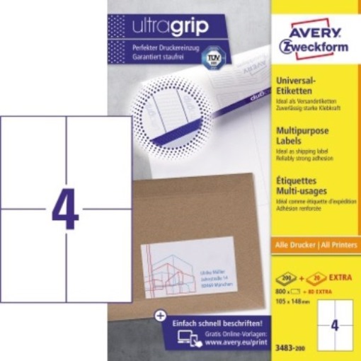 Avery Zweckform Etikett 3483-200 105x148mm weiß 800 St./Pack.