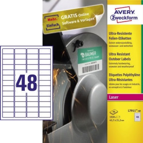 Avery Zweckform Etikett L7911-40 45,7x21,2mm ws 1920 St./Pack.