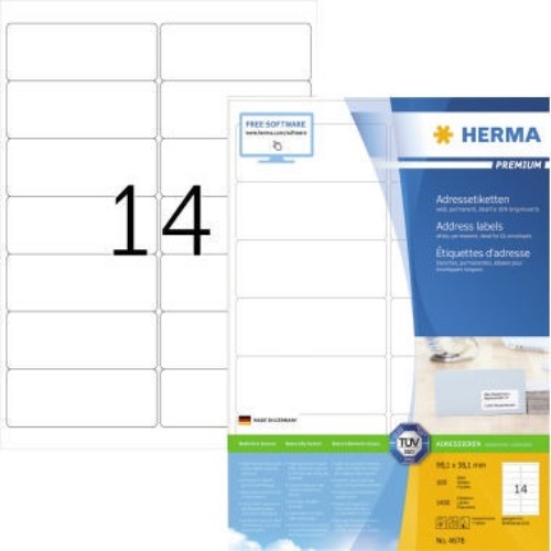 HERMA Superprint-Etiketten 4678 99,1x38,1mm weiß 1.400 St./Pack