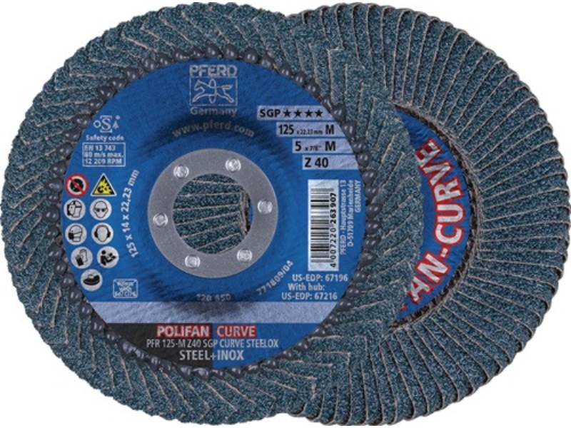 PFERD TOOLS 67689052 Fächerscheibe POLIFAN Z SGP CURVE STEELOX Ø 125 mm Körnung