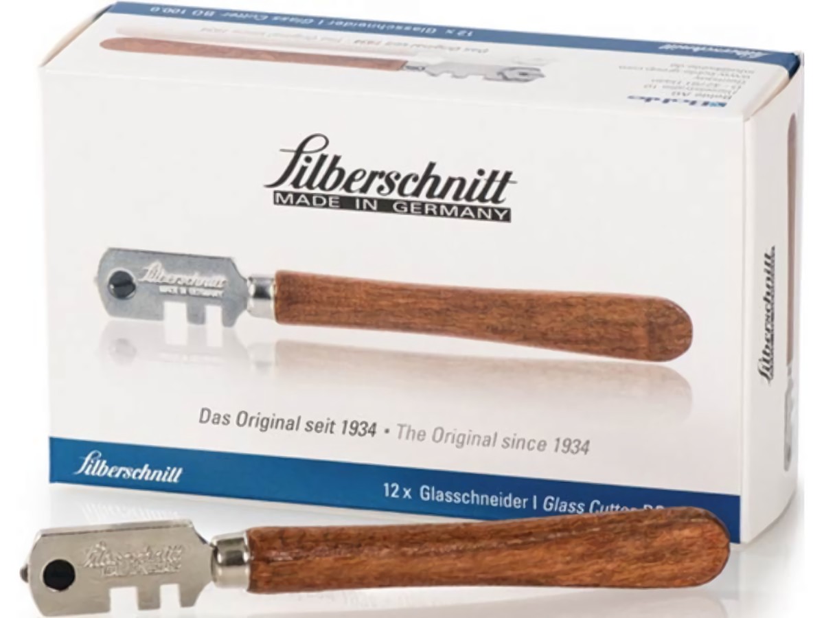 SILBERSCHNITT 1000 Glasschneider  für Glasdicken von 3 - 6 mm flaches Holzheft