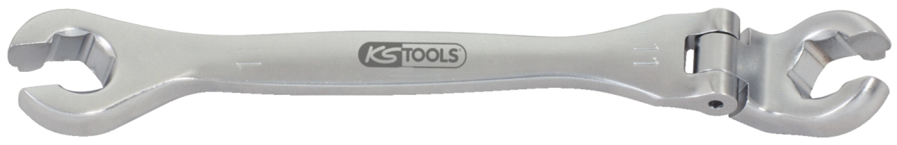KS Tools 518.0381 CHROMEplus Offener Doppel-Ringschlüssel mit Gelenk, 11mm
