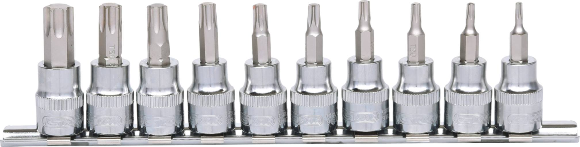 KS Tools 918.3939 3/8'' CHROMEplus Bit-Stecknuss-Satz Torx, 10-tlg. T10-T55