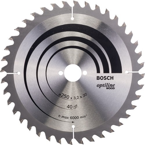 BOSCH 2608640728 Kreissägeblatt PRO Wood Außen-Ø 250 mm Zähnezahl 40 WZ Bohrung