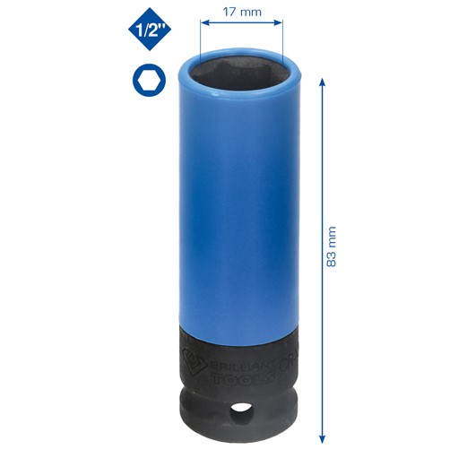 Brilliant Tools  BT691006 Alu-Felgen-Kraft-Stecknuss, SW17 mm