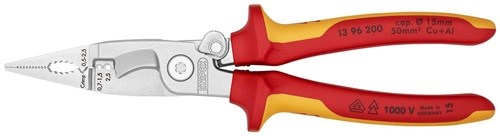 KNIPEX 13 96 200 Elektroinstallationszange  Länge 200 mm VDE verchromt 2-Kompone