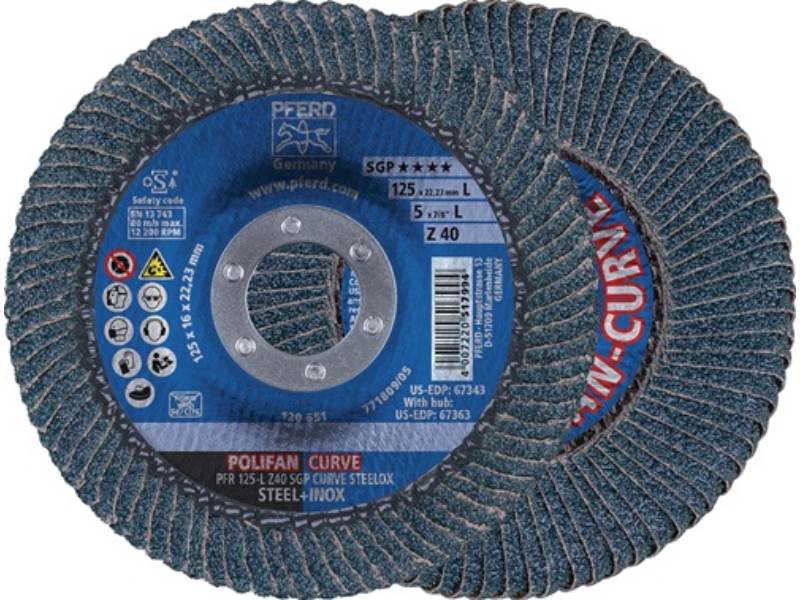 PFERD TOOLS 67689062 Fächerscheibe POLIFAN Z SGP CURVE STEELOX Ø 125 mm Körnung