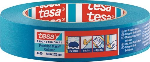 Präzisionskrepp 4440 Außen UV PLUS glatt blau L.50m B.25mm
