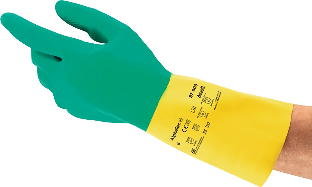 ANSELL 87900100 Chemikalienhandschuhe AlphaTec® 87-900 Größe 10 grün/gelb EN 388
