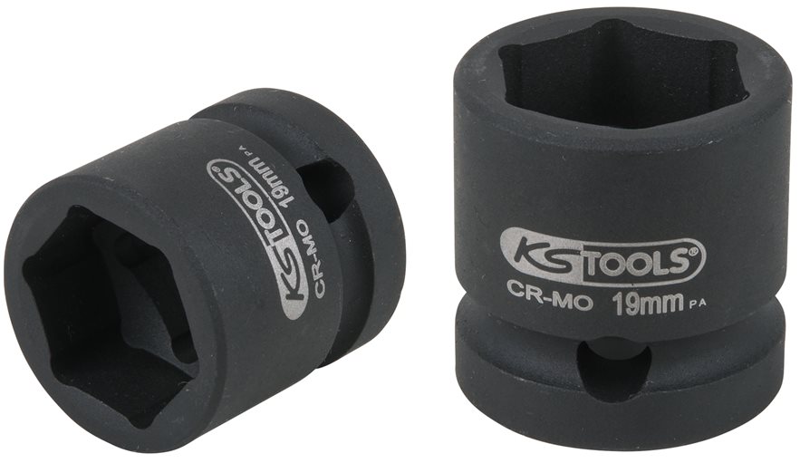 KS Tools 515.0067 1/2 Sechskant-Kraft-Stecknuss, extra kurz, 19,0 mm