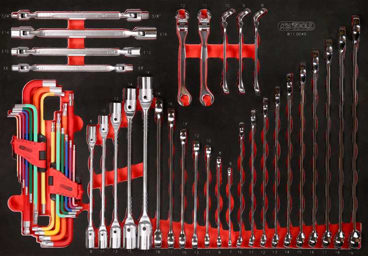 KS Tools 811.0049 Schraubenschlüssel-Satz in Schaumstoffeinlage, 49-tlg