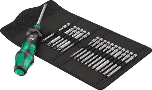WERA 5057482001 Bitsortiment KK Turbo 1 19-teilig Schlitz/PH/PZD/TORX®/6Kt.