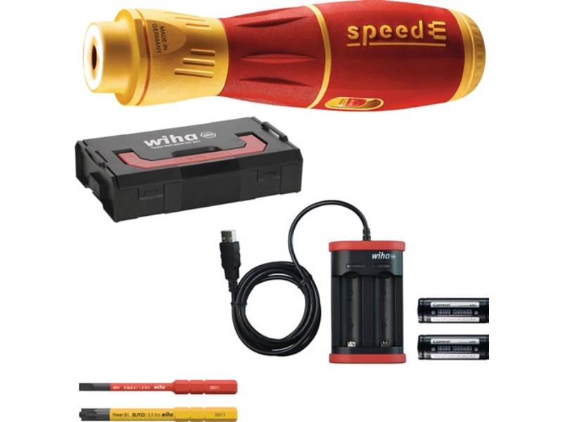 WIHA 44318 Schraubendreher-Set speedE® II electric 6-teilig Akku Schlitz/(+/-Sch