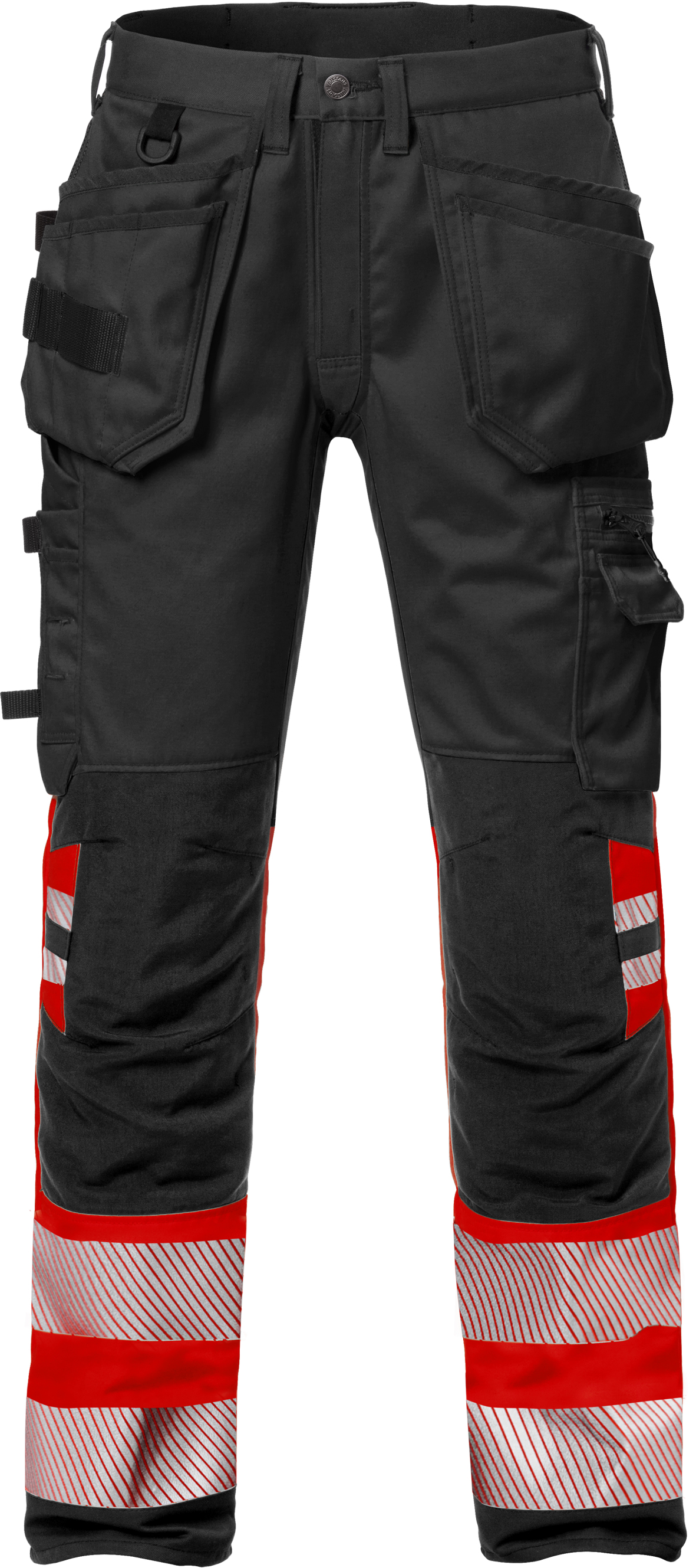 FRISTADS 127732-396-D96 High vis trousers 2706 PLU Warnschutz-Rot/Schwarz Gr. D9