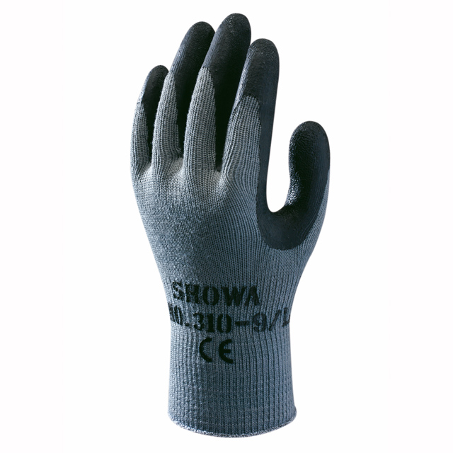 SHOWA® 310 Black Grip Gr.9 / L PE, BW, Latex, grau-schwarz Handschuh