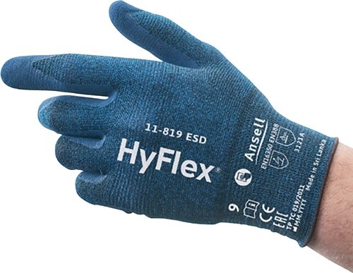 ANSELL 11819070 Handschuhe HyFlex 11-819 ESD Größe 7 blau EN 388, EN 16350 PSA-K