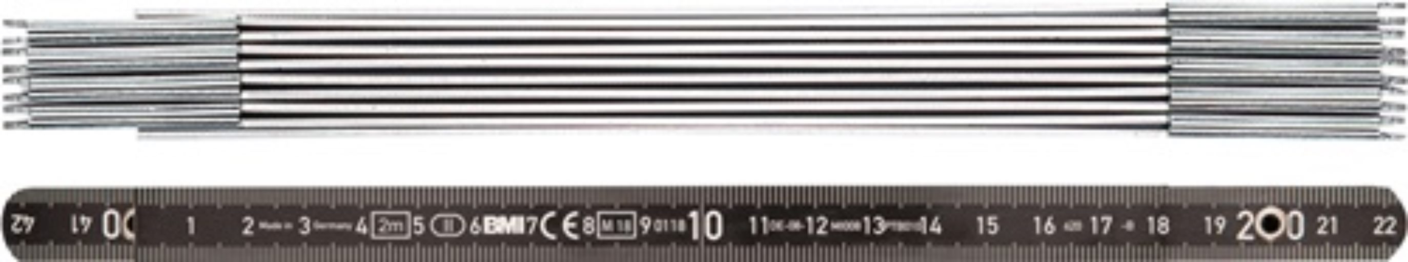 BMI 961200044S Gliedermaßstab  Länge 2 m Breite 14 mm mm/mm EG II Aluminium schw