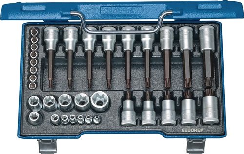 GEDORE 6129440 Steckschlüssel-Satz 19 TX 20 34-teilig 1/4 + 1/2 '' T8 - T60/E4 -