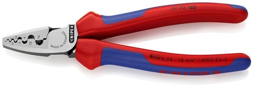 KNIPEX 97 72 180 Aderendhülsenzange  Gesamtlänge 180 mm 0,25 - 16,0 (AWG 23 - 5)