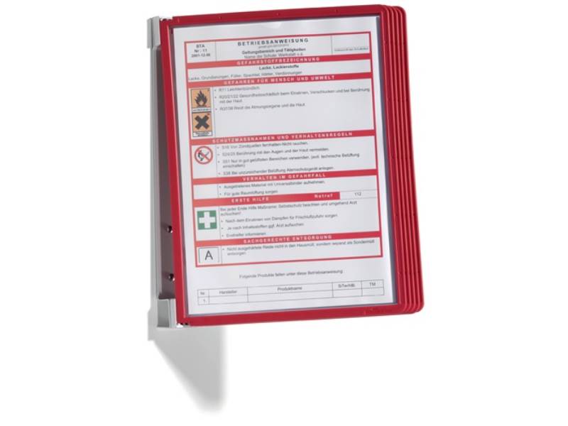DURABLE 555103 Wandhalter  5 Sichttafeln rot mit Profilrahmenf.