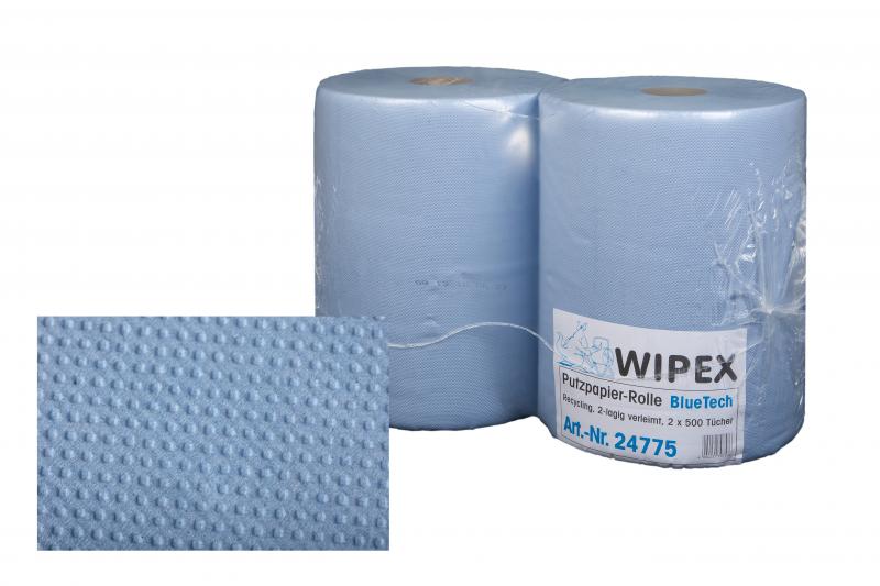 Nordvlies 24775 WIPEX Putzpapier-Rolle BlueTech blau volumengeprägt,zwischenblat