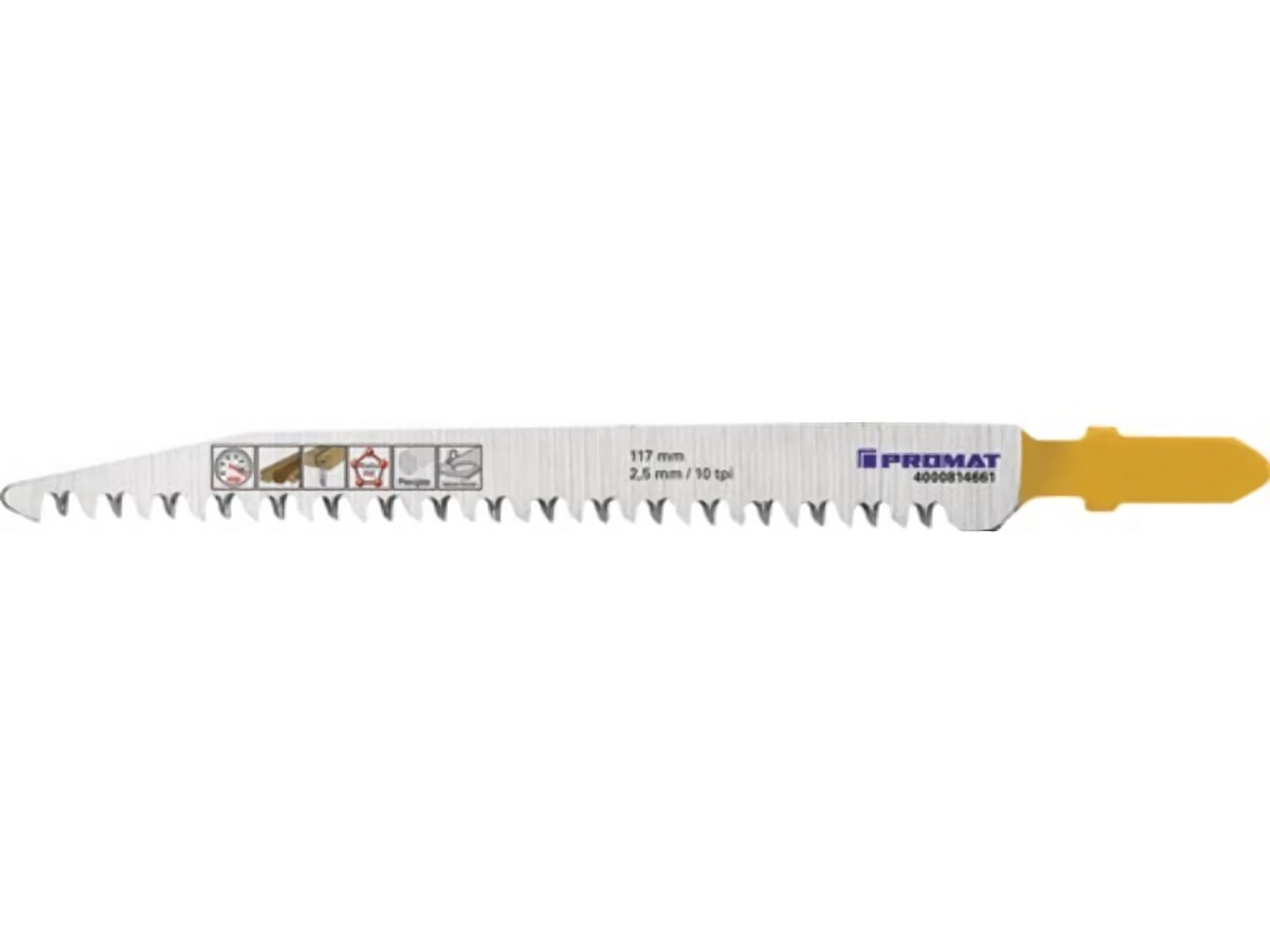 PROMAT  Stichsägeblatt  Gesamtlänge 117 mm Zahnteilung 2,5 mm Stärke 1,45 mm HCS