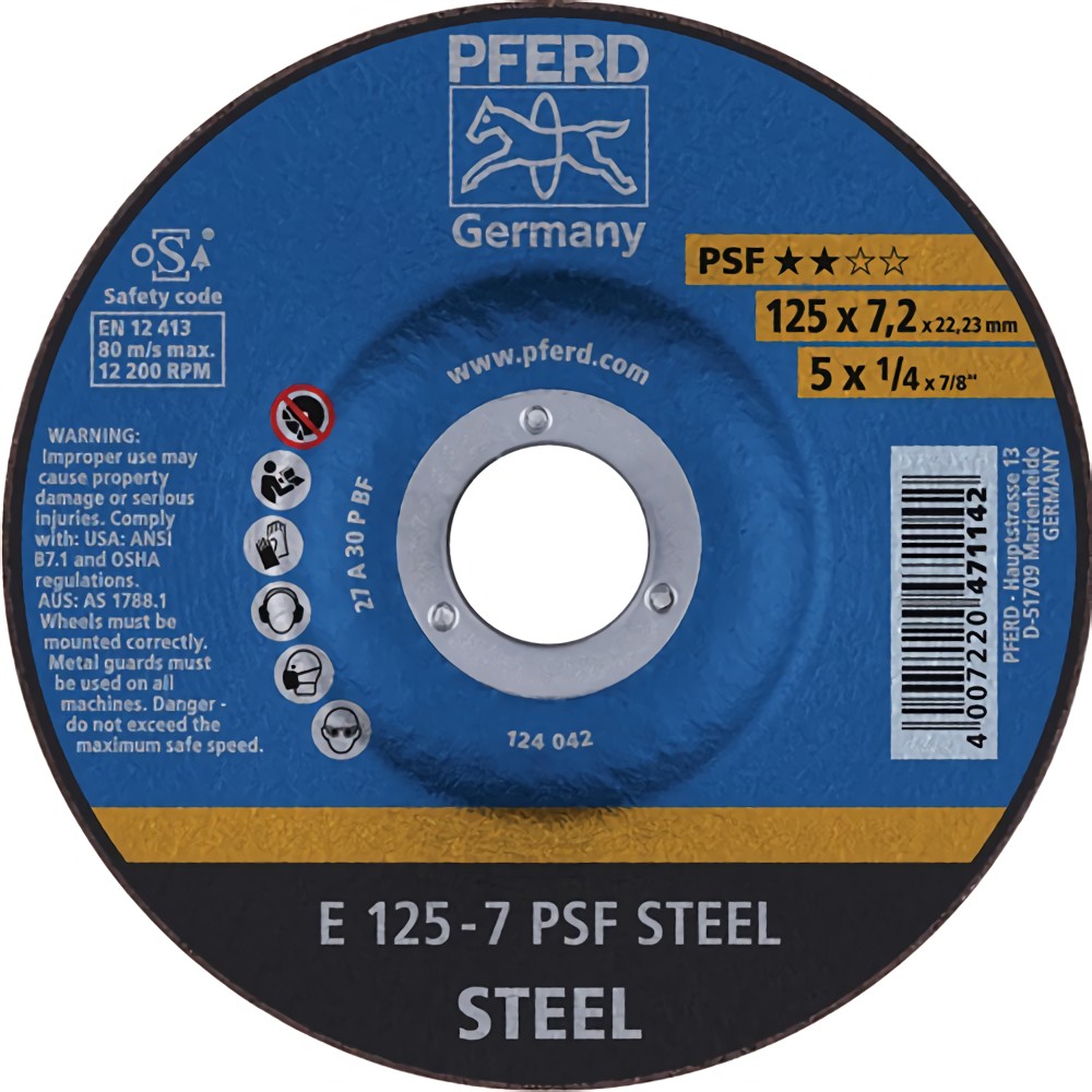 PFERD 62023834 Schruppscheibe PSF STEEL D230xS8,3mm gekröpft Stahl Bohrung 22,23
