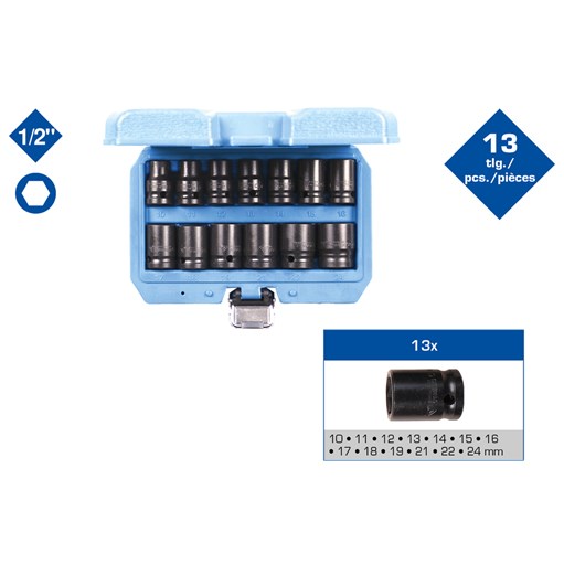 Brilliant Tools  BT022620 1/2'' Kraft-Stecknuss-Satz, Sechskant, 13-tlg, kurz