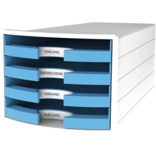 HAN Schubladenbox IMPULS 1013-54 DIN A4/C4 4Fächer offen ws/h.bl