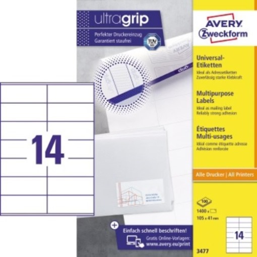 Avery Zweckform Universaletikett 3477 105x41mm weiß 1.400 St./Pack.