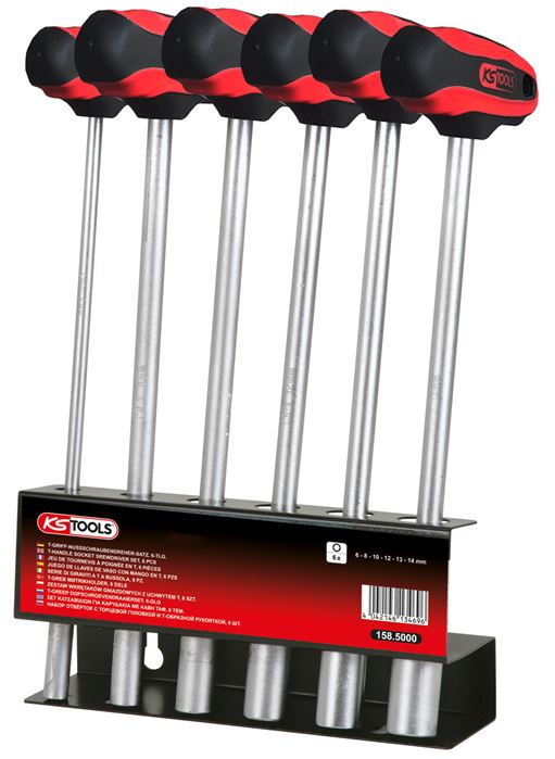 KS Tools 158.5000 CHROMEplus T-Griff-Nussschraubendreher-Satz, 6-tlg., 6-14mm
