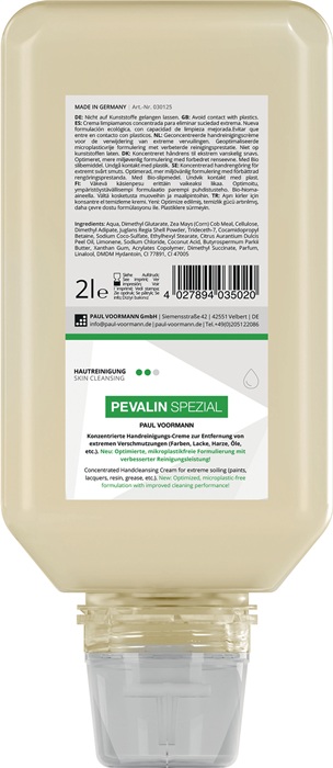 PAUL VOORMANN 030125 Handreinigungscreme PEVALIN SPEZIAL 2 l rückfettend