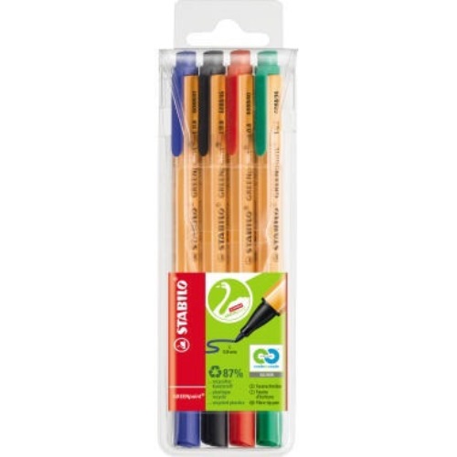 STABILO Feinschreiber GREENpoint 6088/4 0,8mm sortiert 4 St./Pack.