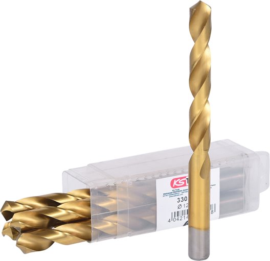 KS Tools 330.4125 HSS TiN Spiralbohrer, 12,5mm, 5er Pck