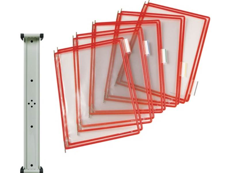 TARIFOLD 414603 Wandhalter  10 Sichttafeln rot mit Drahtrahmen, kunststoffummant