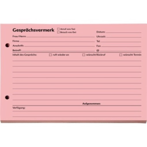 SoldanPlus Gesprächsvermerk 1201400 DIN A5 quer 100Blatt rot