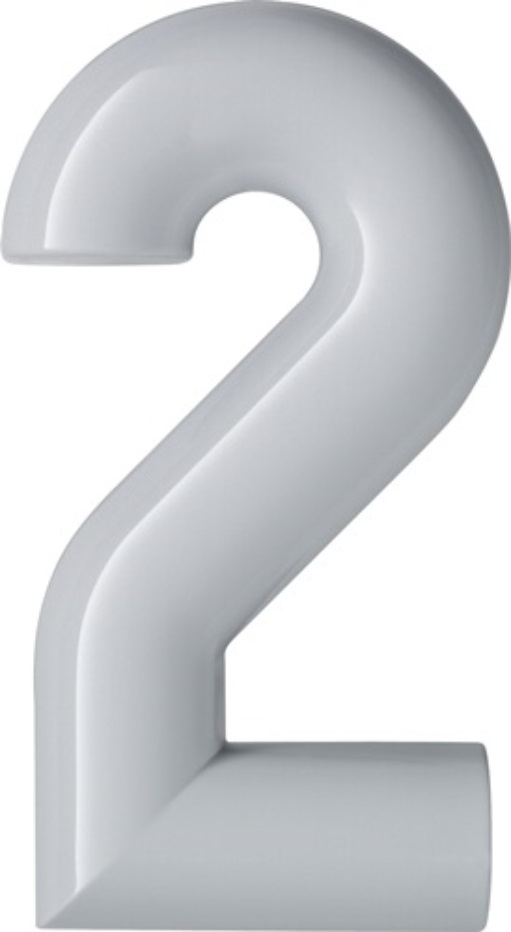 HEWI 702.165.2 99 Hausnummer Ziffer 2 Spezial-Polyamid 99 reinweiß 165 mm D. 33