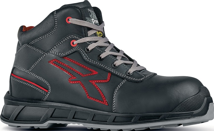 U.POWER RK10094-46 Sicherheitsstiefel Sting Größe 46 schwarz-rot S3 CI SRC ESD EN ISO 20345 Glattleder nach EN ISO 20345 · S3 SRC CI ESD · mit wasserabweisendem Obermaterial aus weichem Glattleder · rutschfeste, ölabweisende, abriebfeste und antistatische