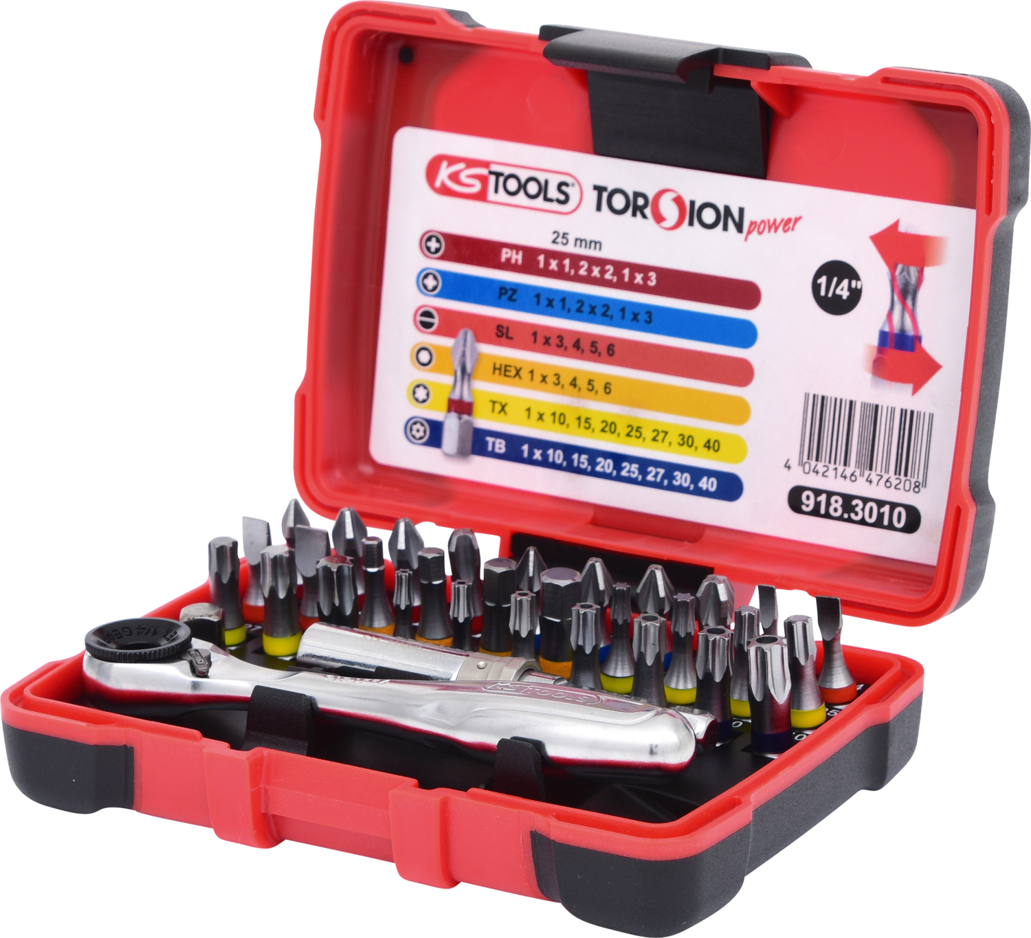 KS Tools 918.3010 1/4'' TORSIONpower Bit-Box, 32-tlg.