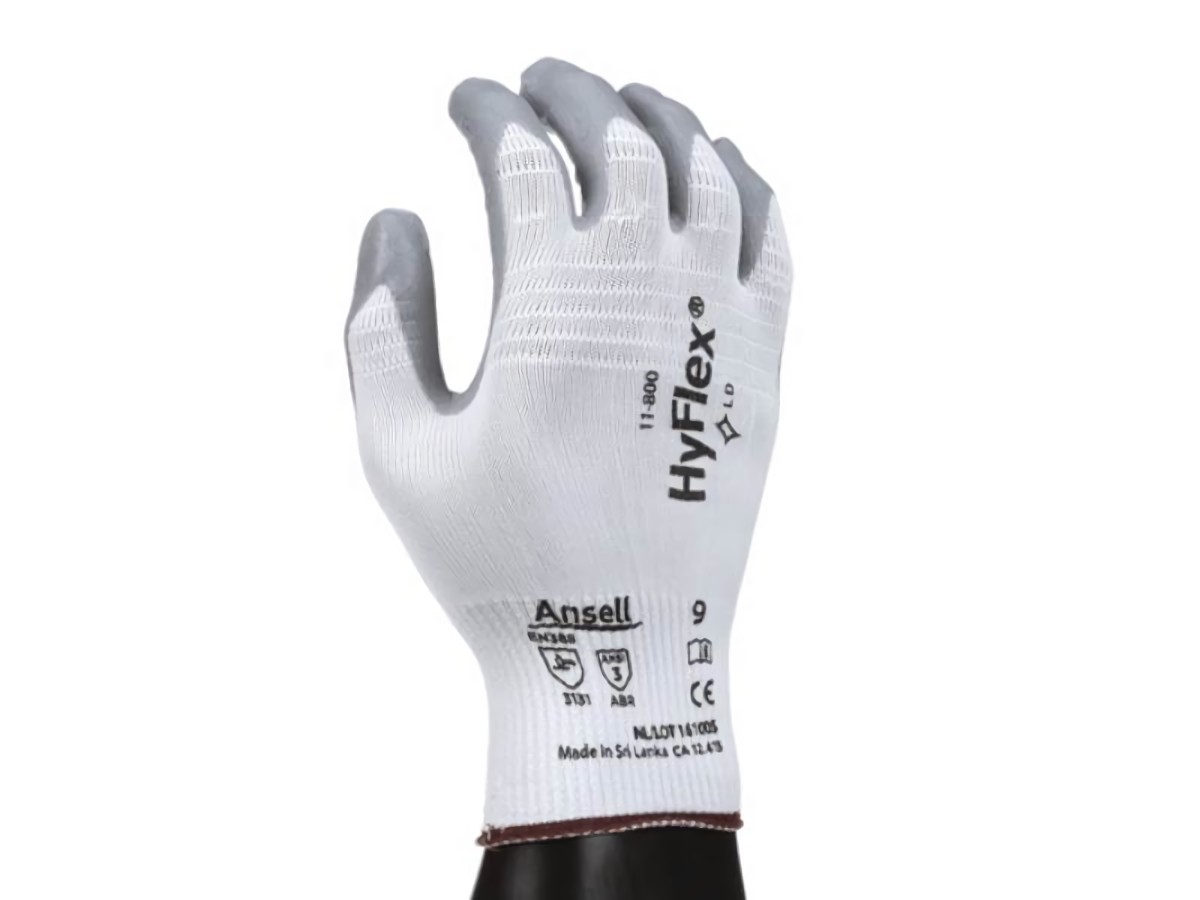 ANSELL 11-800-11 Handschuhe HyFlex 11-800 Gr.11 weiß/grau Nylon m.Nitrilschau