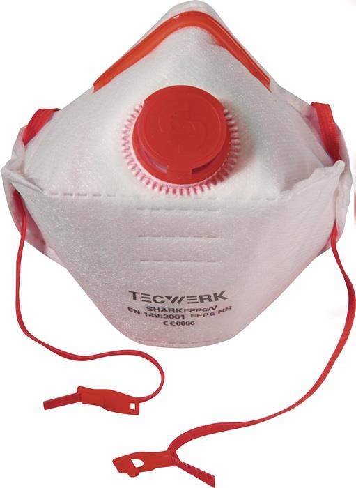 TECWERK 2000370613 Atemschutzmaske Shark FFP3/V D NR m.Ausatemventil,faltbar TEC
