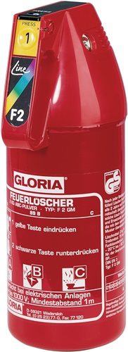 GLORIA 001873.0000 KFZ-Pulverfeuerlöscher  2 kg mit Dauerdruck Brandklasse A 13