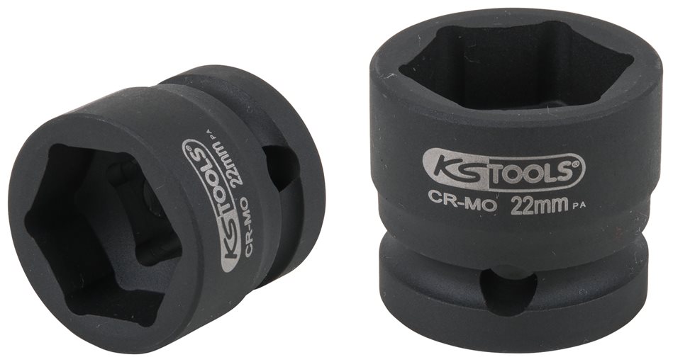 KS Tools 515.0071 1/2 Sechskant-Kraft-Stecknuss, extra kurz, 22,0 mm