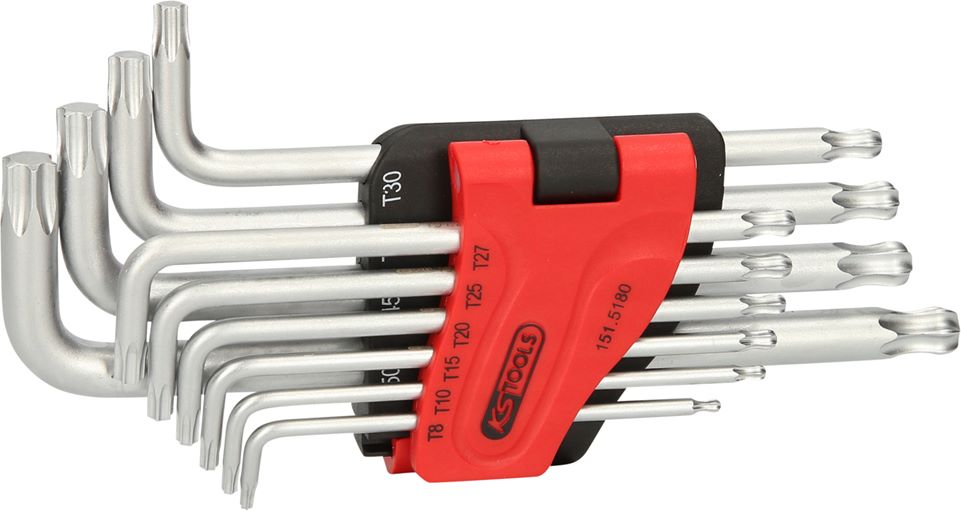 KS Tools 151.5180 Torx-Kugelkopf-Winkelstiftschlüssel-Satz, lang, 10-tlg.