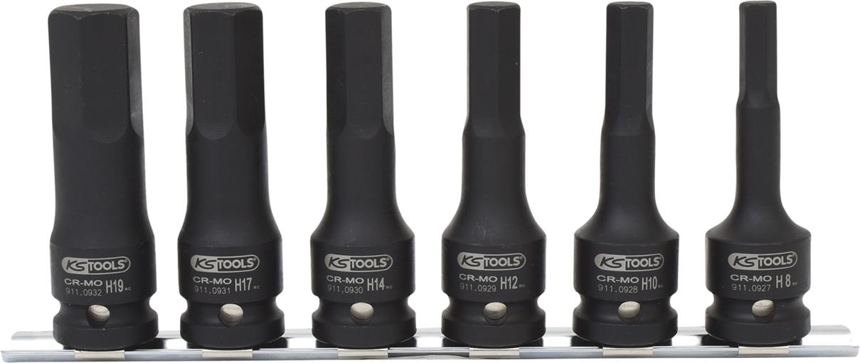 KS Tools 515.1104 1/2'' Kraft-Bit-Stecknuss-Satz, lang, 6-tlg.