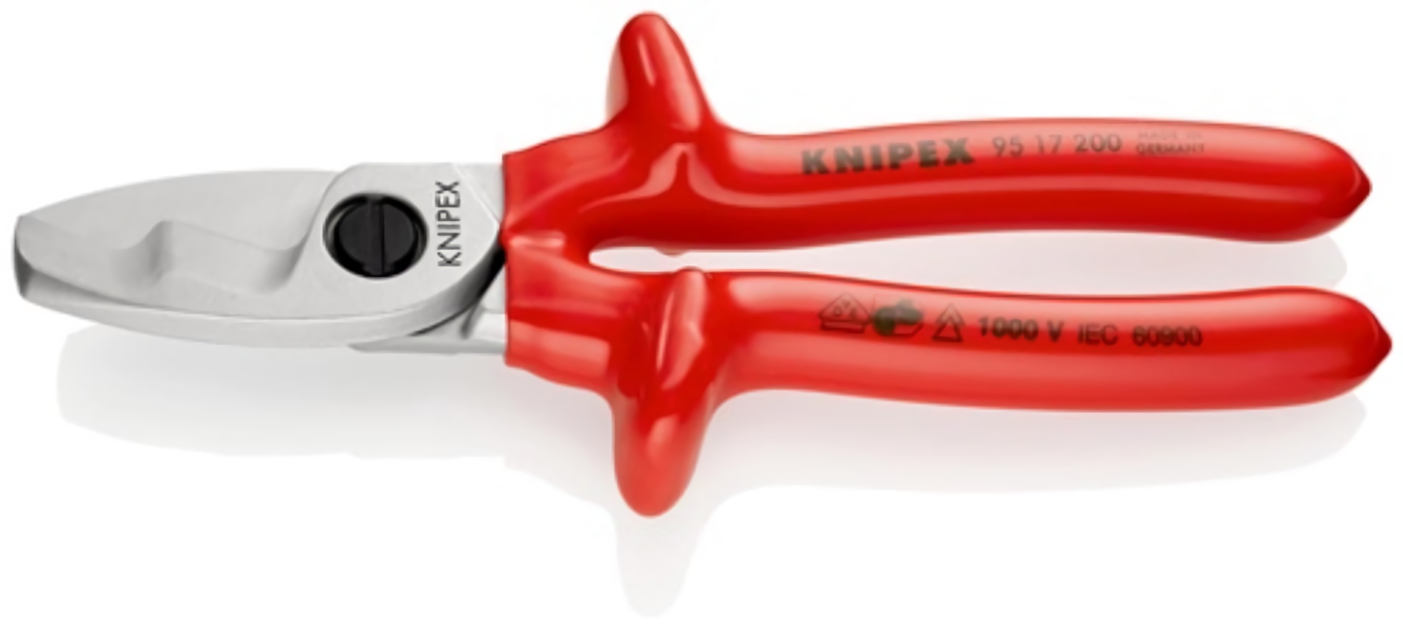 KNIPEX 95 17 200 Kabelschere  Länge 200 mm Kopf verchromt VDE tauchisoliert