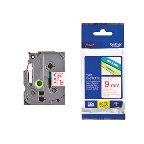 P-touch Schriftbandkassette TZE222 9mmx8m laminiert rt auf ws