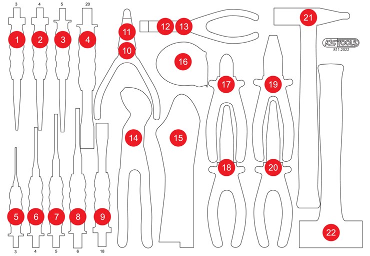 KS-Tools 811.2022-97 Leere Schaumstoffeinlage zu 811.2022