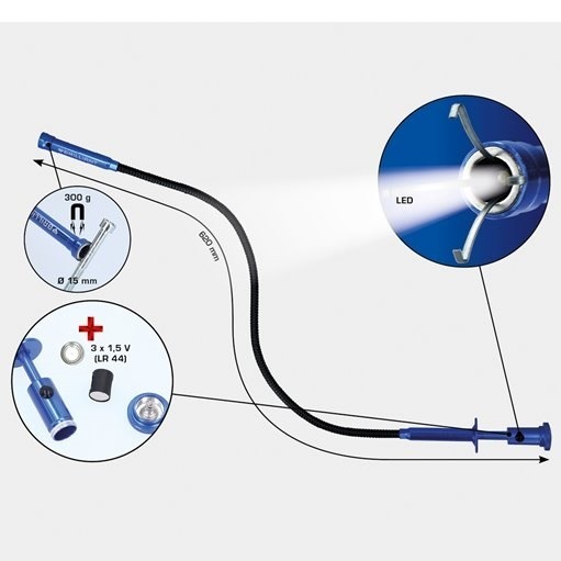 Brilliant Tools  BT115907 Krallengreifer mit Magnet und LED, formbar